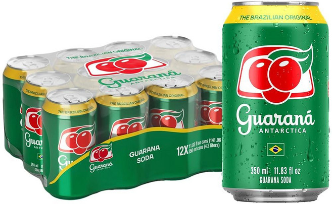 Guarana Antarctica 브라질 오리지널 과라나 소다 레귤러 349.9ml 12 액량 온스 12팩 159960, The Brazilian Original Soda, 12개, 350ml