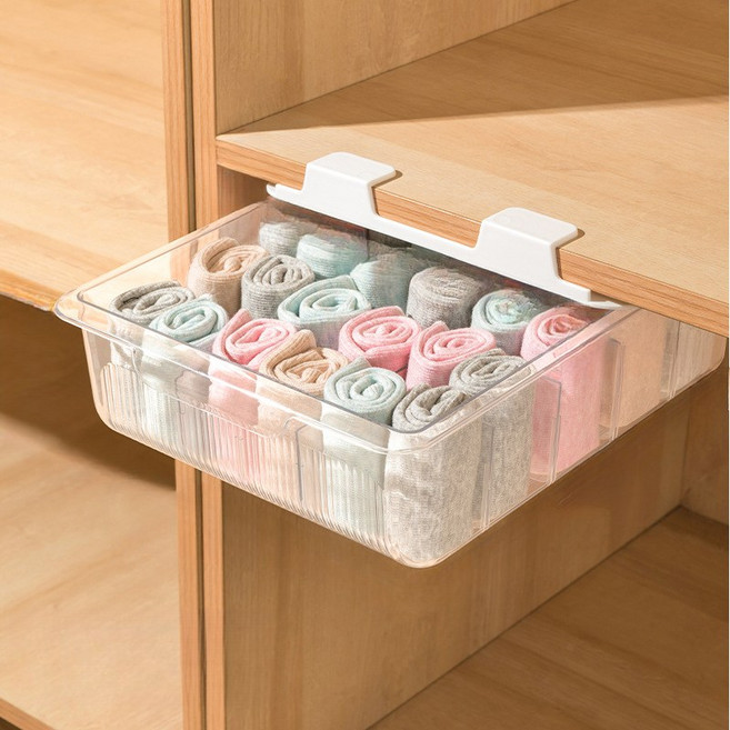 속옷정리함 투명해요 양말 속옷 수납함 다용도 슬라이딩 수납 정리함 아크릴 칸막이 정리함 서랍장, 1개