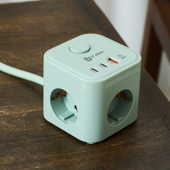 오지렌 고속충전 고용량 큐브 멀티탭 1.8m, 1개, 딥그린(PD20W)