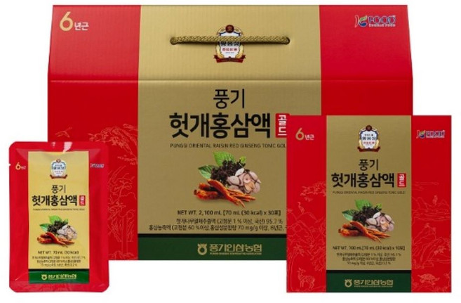 (풍기인삼농협) 황풍정 헛개홍삼액 골드 70ml*30, 30개, 70ml