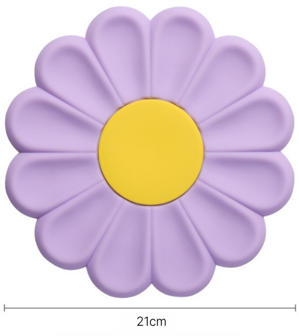 실리콘 데이지꽃 냄비받침 컵받침, 1개, 바이올렛(21cm)
