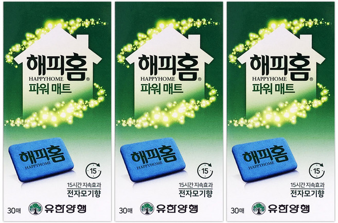 유한양행 해피홈 파워매트 리필 30매 3개