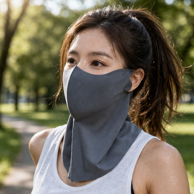 누아벨르 여성용 자외선차단 냉감 스포츠 마스크 햇빛가리개 넥페이스가드, 1개, 진그레이