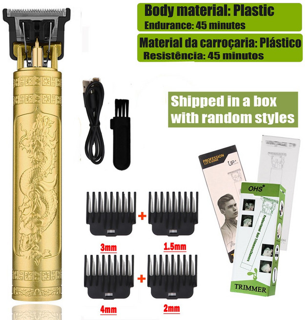 Ton e 남성용 무선 헤어 트리머 빈티지 전기 클리퍼 헤어 커팅 머신 면도기 T9, OHS H2 Dragon