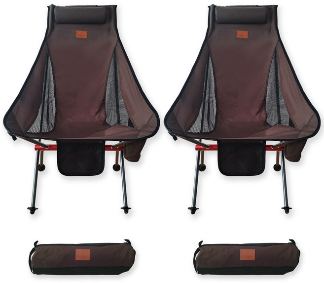 캠핑 의자 롱릴렉스 경량 하이체어 A100, 브라운2개(풋커버2세트), 1개