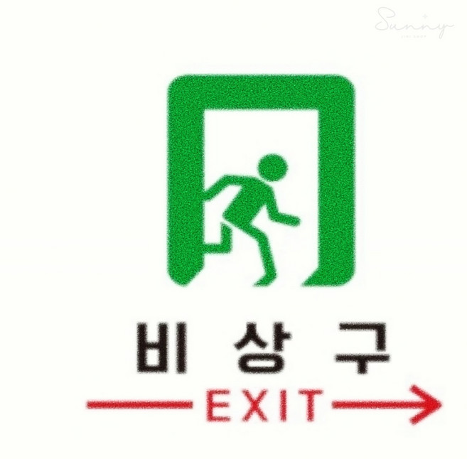 관공서 EXIT 비상구 오른쪽 스티커형 표지판 18x18cm 지하철 고소작업, 블랙