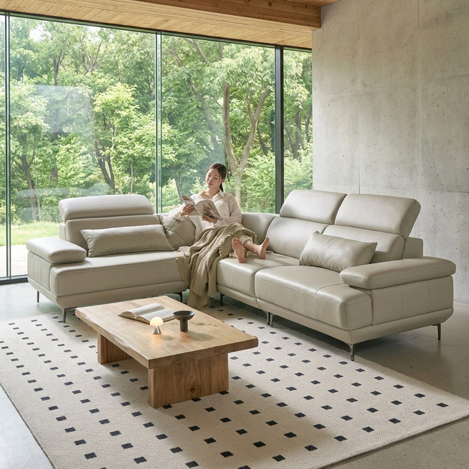 세인트블랑 퓨어케어 실리콘 비건 가죽 이지클린 코너 모듈형 sk 소파 5인용, 5인