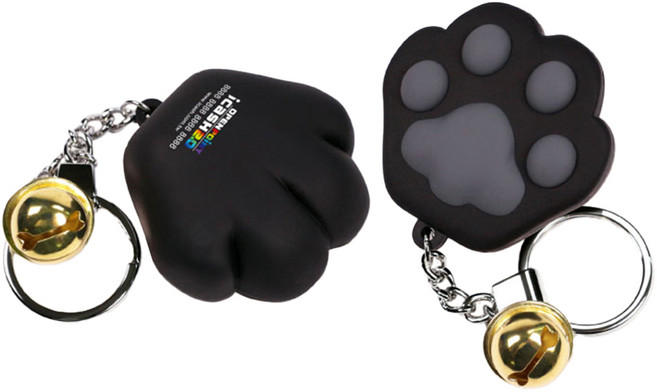 貓掌造型悠遊卡 橡膠立體鑰匙圈 可愛鈴鐺吊飾 方便攜帶, 1個, 黑肉 (黑掌黑肉球), 黑肉 (黑掌黑肉球)