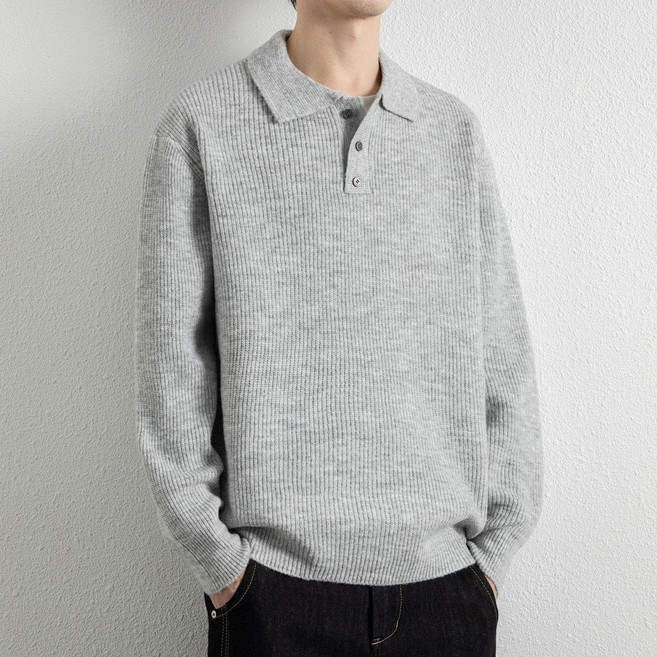 녕동 남성 카라넥 골지 니트 긴팔 캐주얼 스웨터 맨투맨 루즈핏 데일리