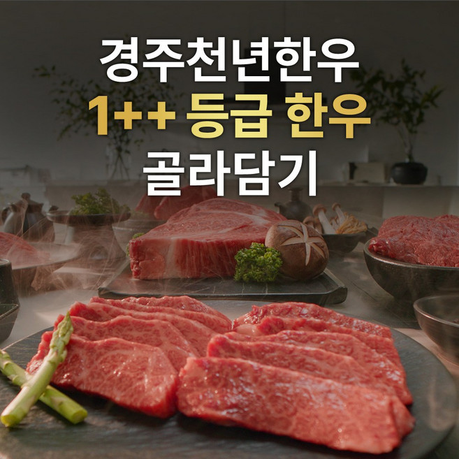 경주천년한우 투뿔 한우 300g 골라담기 소고기 등심 안창살 채끝 안심 국거리, 사태덩어리300g