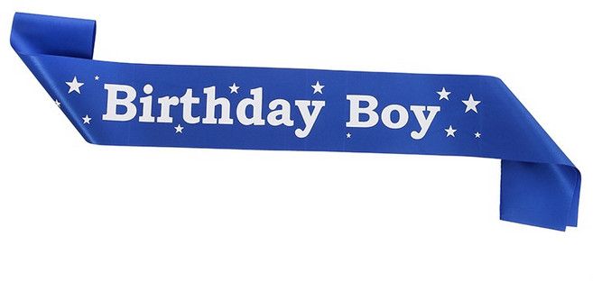 生日派對肩帶 壽星專用裝飾, 1個, (深藍白字BOY)肩帶