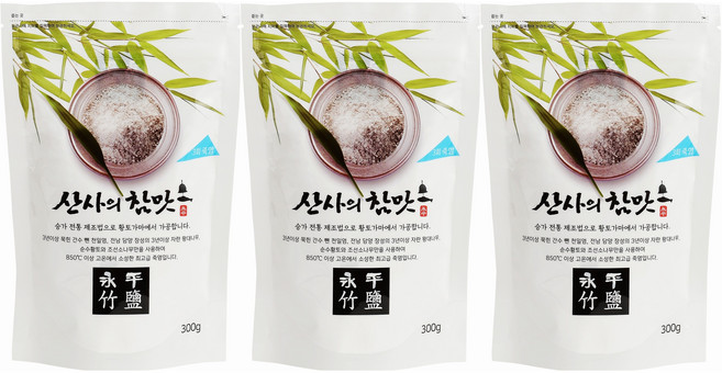 산사의참맛 세번구운 3회 죽염 소금 분말, 3개, 300g