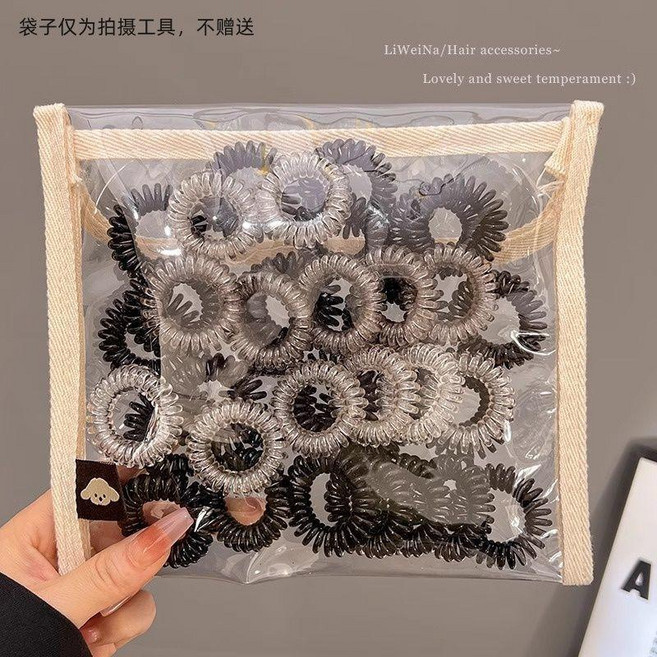簡約風電話線髮圈高彈力耐用扎頭髮繩不傷發頭繩橡皮筋頭飾 副廠產品