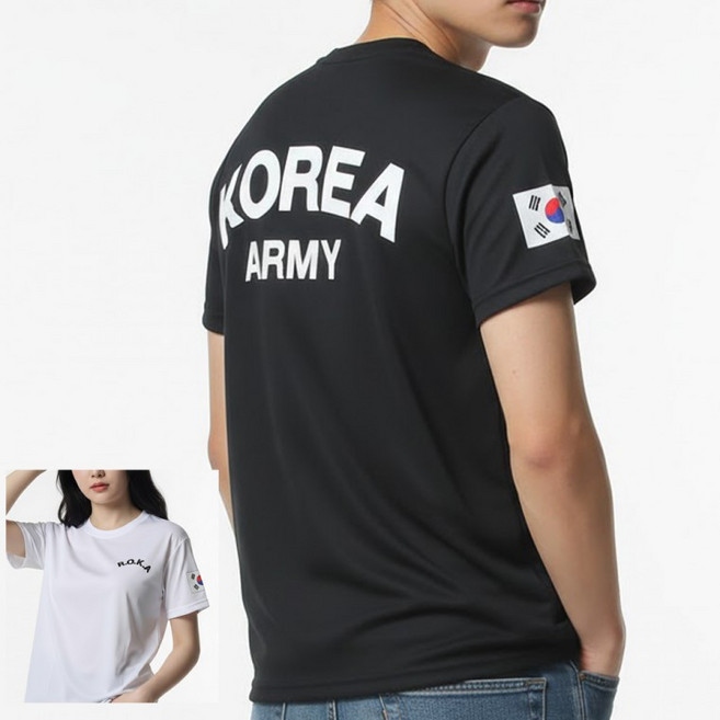 국내생산 군인 군대티셔츠 다 KOREA ARMY 아미 단체 반티 육군 기능성 쿨링 로카 반팔티