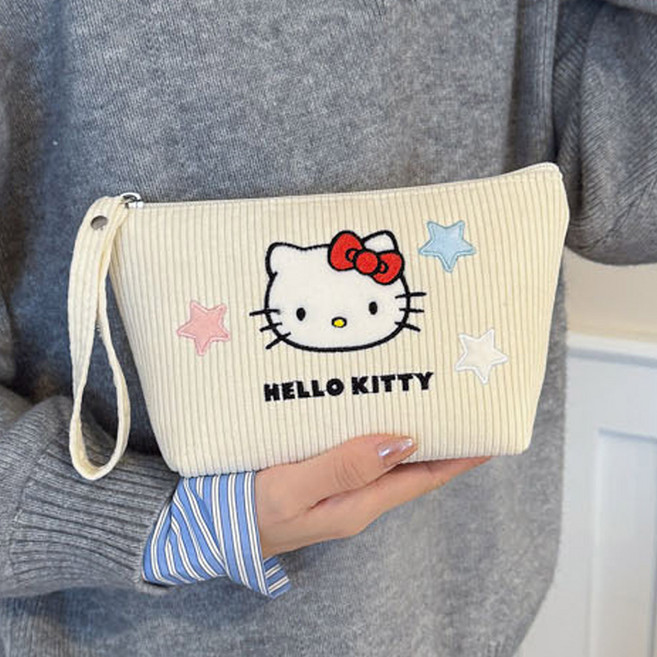 산리오헬로키티 스타 삼각 파우치, 1개, 아이보리