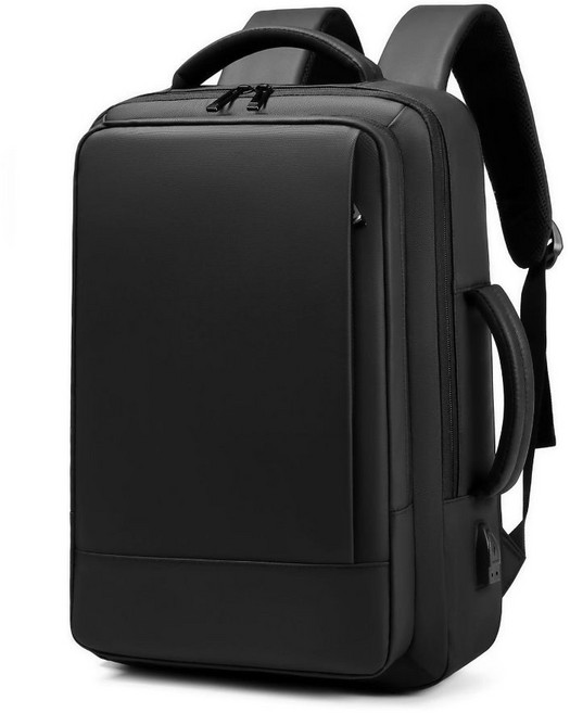 休閒百搭防潑水電腦後背包 輕量多功能書包 適用16吋筆電, A105-黑色