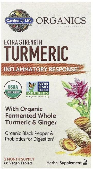 (60정) Garden of Life Organics 강황 커큐민 100mg 비건 미국 (해외직배송), 120 개, 1 - 쿠팡