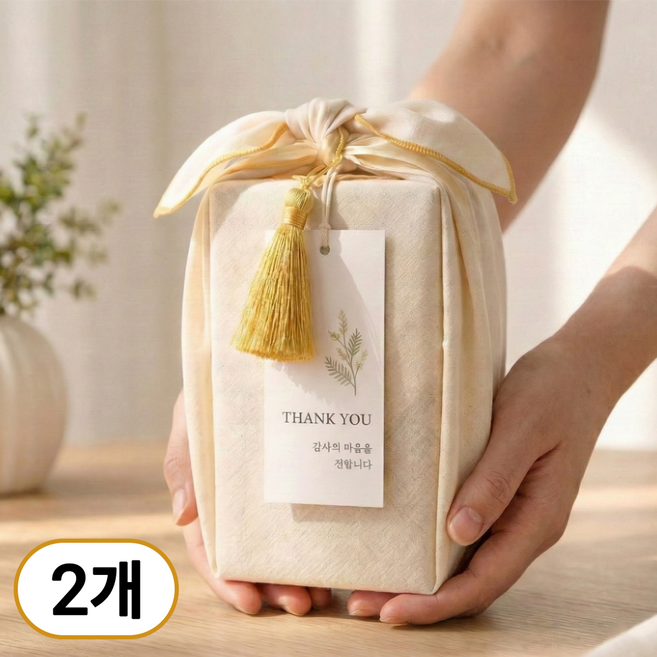 미담 꿀스틱 답례품 설날 결혼 조문 감사 선생님 선물 (개별쇼핑백 포함) 22포 2세트, 미색+노랑 광목보자기