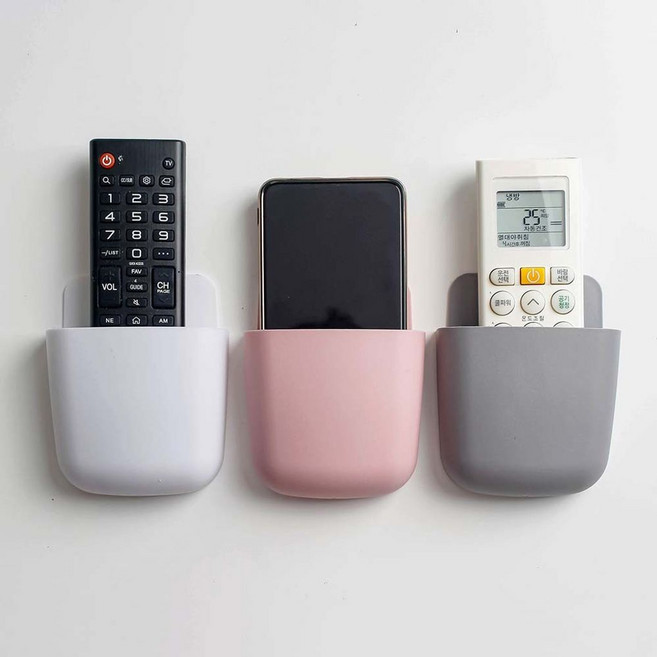 벽걸이 포켓 리모컨 보관함 홀더 거치대 선풍기리모컨홀더 핸드폰보관함벽걸이, 01_화이트, 1개