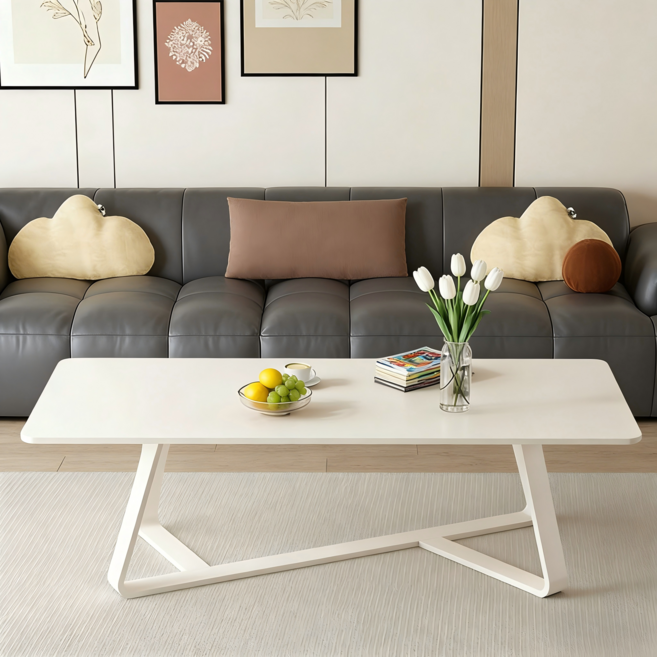 쿠리브 거실 테이블 소파 테이블 사각형, 화이트120cm