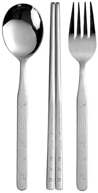 라온누리 아동용 큐티베어 올스텐 수저 + 포크 세트, 숟가락 + 포크 + 젓가락, 1개