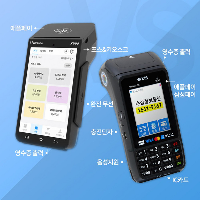 월 통신비없는 카드단말기 출시 KIS-8631QN KCP-990A 와이파이 신용카드 휴대용 무선카드단말기 이동식, KCP-X990A 신규가맹점(사업자등록증발급후 첫구매)