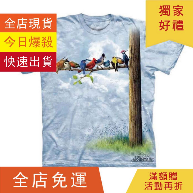 The Mountain 美國原廠 鳥群與樹短袖Tee L號 耐穿舒適