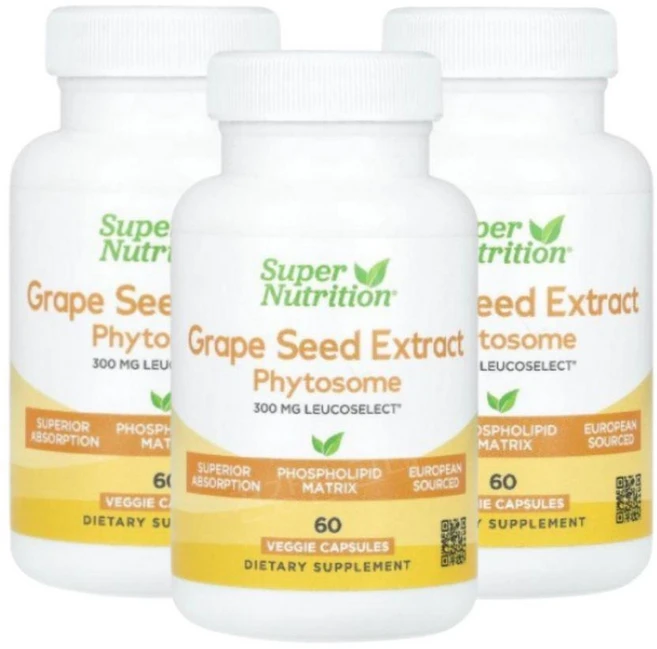 슈퍼뉴트리션 그레이프 씨드 포도씨추출물 피토솜 300mg 60캡슐 3개 GrapeSeed, 60정 - 쿠팡