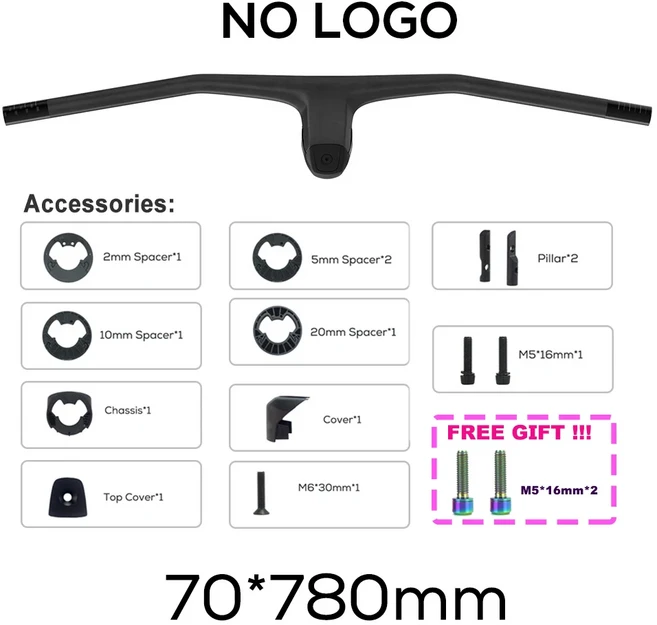 SYNCROS FRASER IC SL WC 풀 카본 파이버 일체형 MTB 핸들바 -20 ° 스템 길이 70~100mm 680-780MM 자전, 08 70x780mm