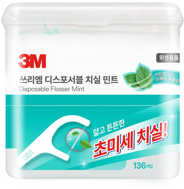 쓰리엠 싱글라인 일회용 치실 민트, 1개, 136개입