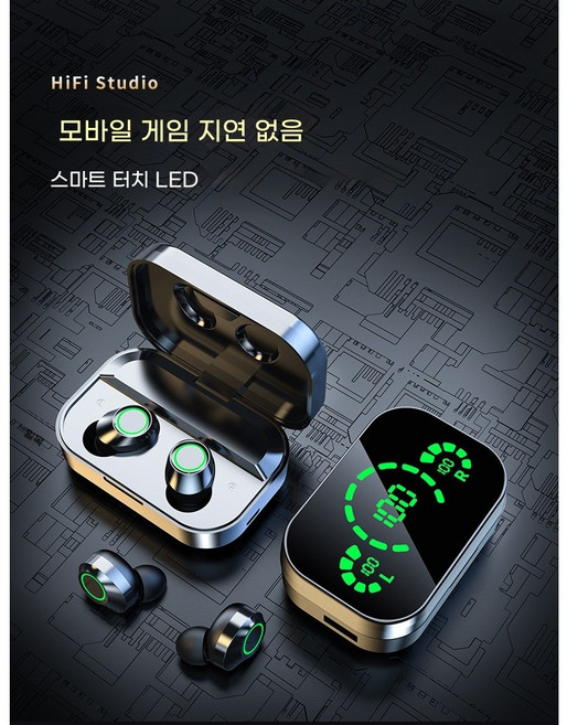 PYHO 블루투스 이어폰 새로운 다기능 LED 미러링 대용량 블루투스 이어폰으로 비상 보조 배터리 가능, 블랙, YD03