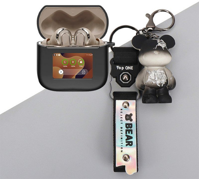 JBL 투어 프로3 케이스 피규어 키링 스트랩 버클 후크, 14 블랙 케이스 + 디스트럭션베어, JBL TOUR PRO3 케이스, 1개