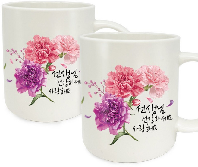 berryston 카네이션 머그컵 세트 시즌2 (2개입), 2개, 건강하세요, 선생님+선생님