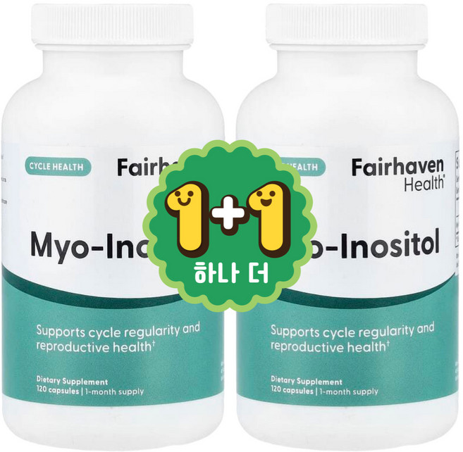 [1+1] 페어헤븐 헬스 Fairhaven Health 미오이노시톨 2000mg (1정당 500mg) 캡슐 120정 / 해외직구 미국정품, 2개