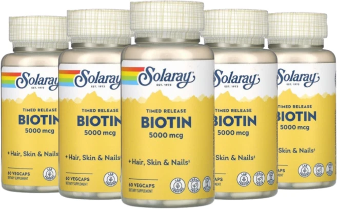 쏠라레이 비오틴 5000mcg 60 베지 캡, 5개, 60정 - 쿠팡