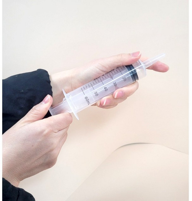 바늘없는 주사기 교구용 무침주사기 과학실험용 동물급식용 공예용 잉크충전용 화장품소분용, 6개, 60ml