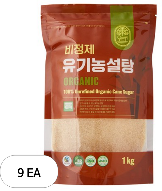 orco 비정제 유기농 설탕, 9개, 1kg
