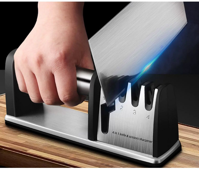 잇센스 칼갈이 기계 숫돌 샤프너 가위갈이 연마기, 1개, 실버