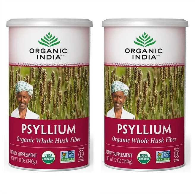 Organic India Whole Husk Psyllium 오가닉 인디아 홀 실리움 허스크 12oz(340g) 2팩, 1개, 1 - 쿠팡