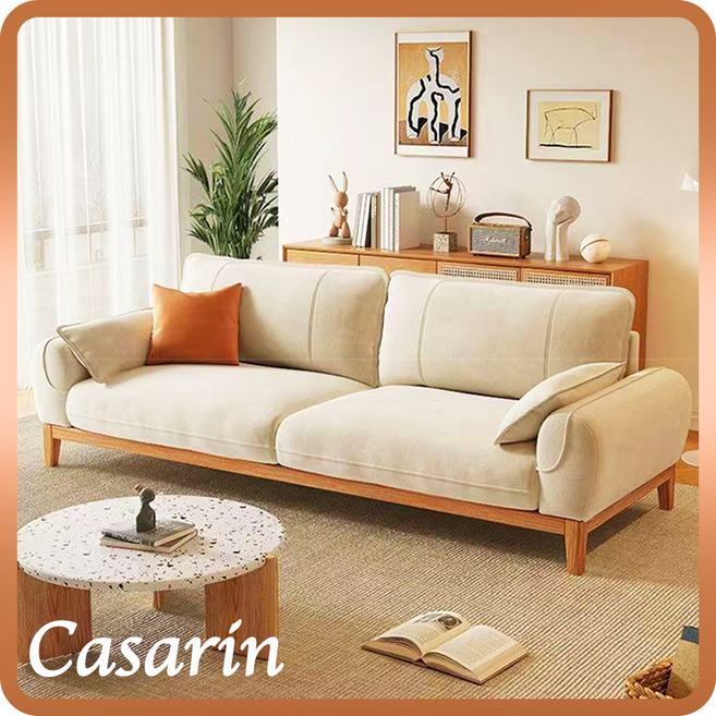 카사린 자연감성 우드프레임 소파 쇼파 대형 거실 라운지 사무실 2인용 3인용, 소프트밀크 180CM