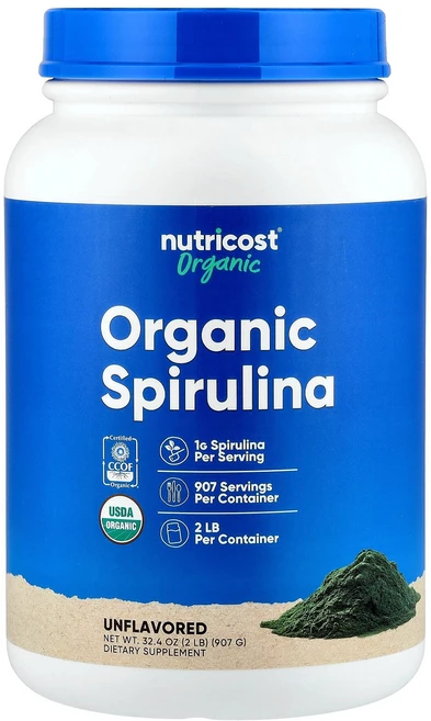 뉴트리코스트 Nutricost 유기농 스피룰리나 무맛 907g32.4oz123903원산지:기타, 1000 mg, 907g, 1개 - 쿠팡