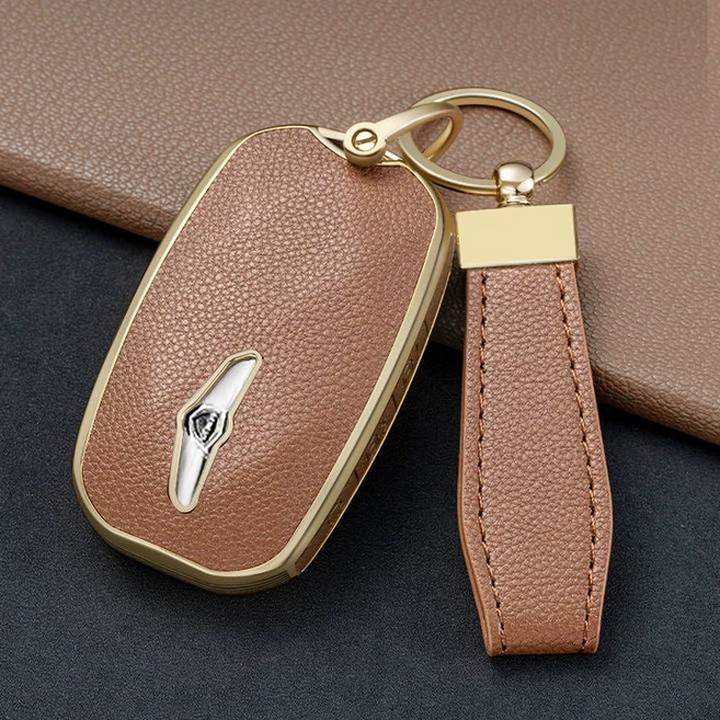 YAILIS 호환 제네시스 가죽 TPU 키케이스 7버튼 8버튼 G70 GV70 G80 GV80 G90 차키케이스 세트, 브라운 7버튼