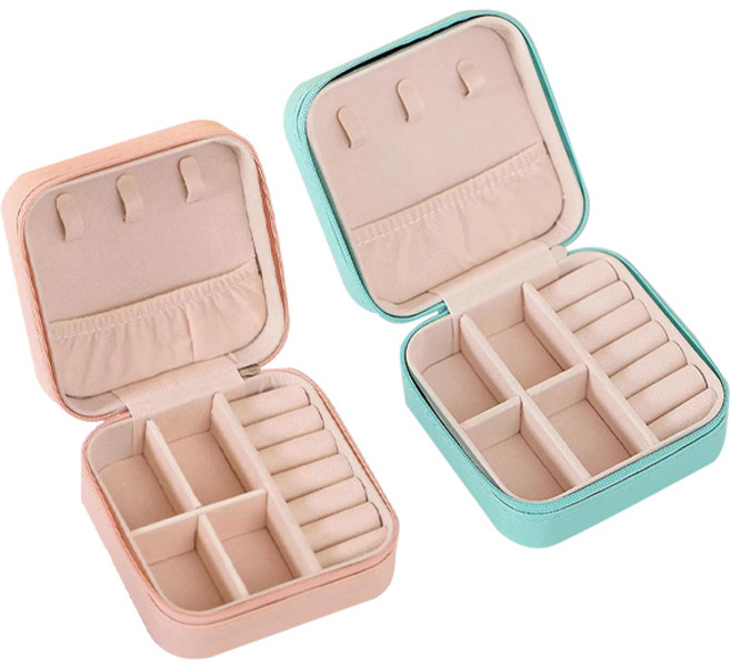 휴대용 여행용 주얼리 악세사리 보관함 1+1 세트, 1개, 민트+핑크