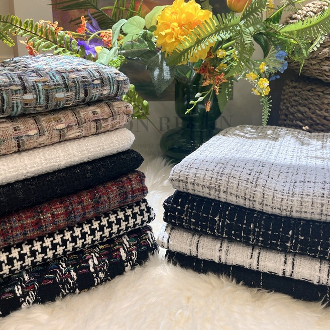 584 탐나요 믹스 트위드 원단 7종 쟈켓 원피스 가방 패브릭 천, 쿨링민트그린