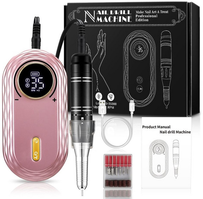 전동 네일드릴 전기 정리기 세트 큐티클 키트 셀프관리, 로즈골드B, 1개