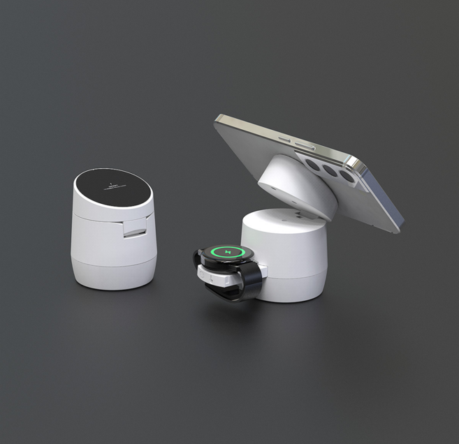 드리온 맥세이프 2in1 무선충전기 휴대폰 워치 고속충전, 갤럭시워치 버즈 호환, 1개