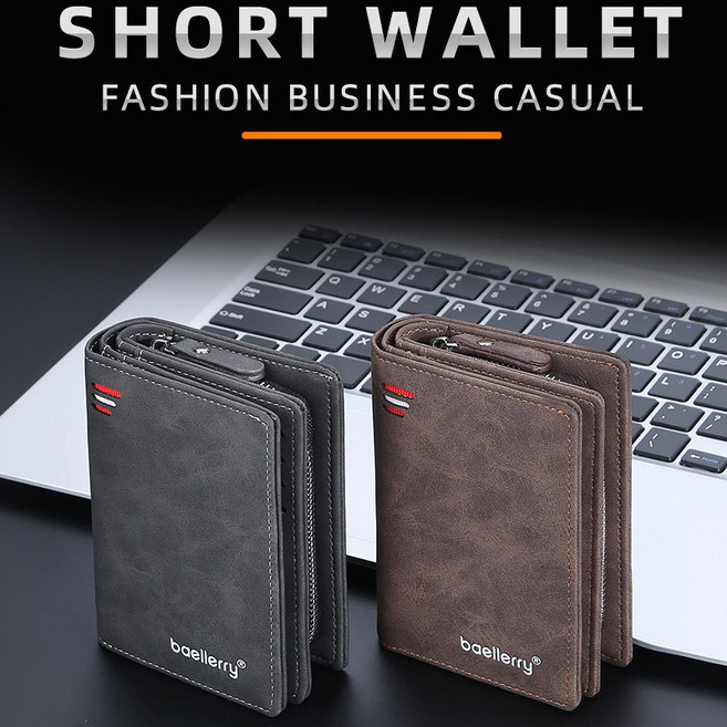Baellerry 皮革短夾 時尚商務休閒多功能錢包
