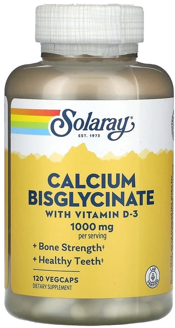 솔라레이 칼슘비스글리시네이트비타민D3 1000mg베지캡슐 120정(1정당 250mg), SOR45794, 1개 - 쿠팡