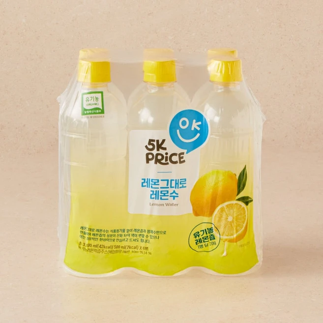5K프라이스 레몬그대로 레몬수, 30개, 500ml - 쿠팡