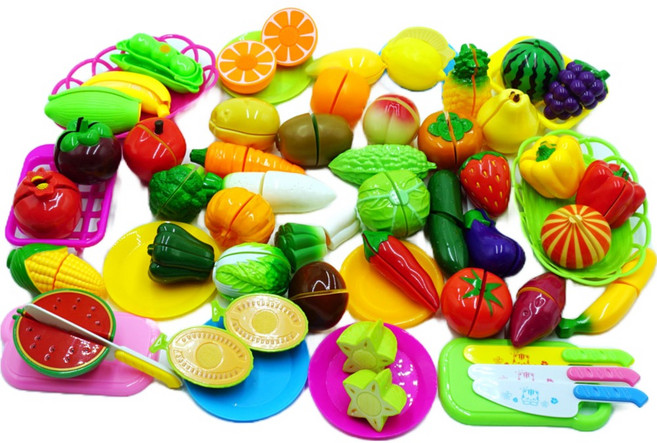 쌍용완구 new 싹뚝 요리 썰기 자르기 소꿉 역할 놀이 선물 세트, D형 (과일 야채 58종), 1개